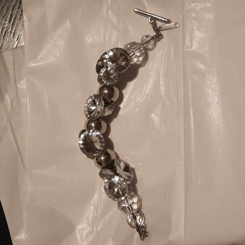 Nine West crystal and silvertone bracelet